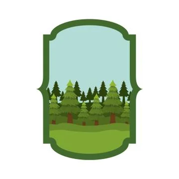 Isolated pine trees inside frame design Ilustración de archivo