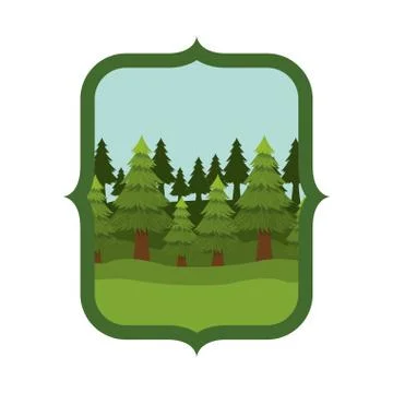 Isolated pine trees inside frame design Ilustración de archivo