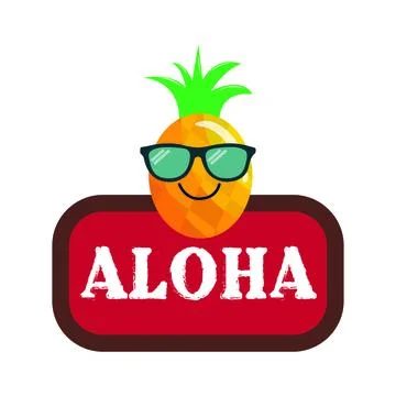 Isolated pineapple red aloha sign Stock Illustration