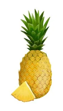 Isolated pineapple with slice. Illustrazione stock
