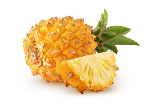 Isolated pineapple. Whole pineapple fruit with a piece isolated on white Stock Photos