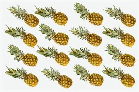 Isolated pineapples pattern on white background Stock Photos