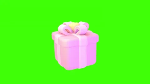 Isolated pink gift object on green screen Stock Footage 248226681