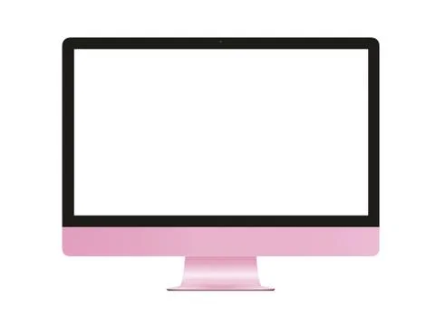 Isolated pink work station computer on white background Stock Illustration