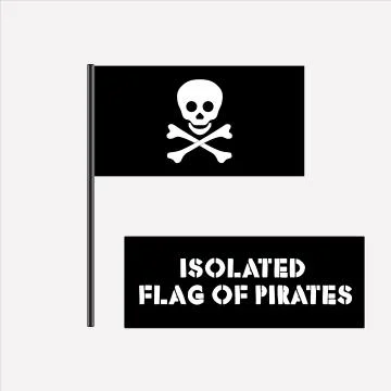 Isolated pirates flag and logo skull and crossbones Stock Illustration