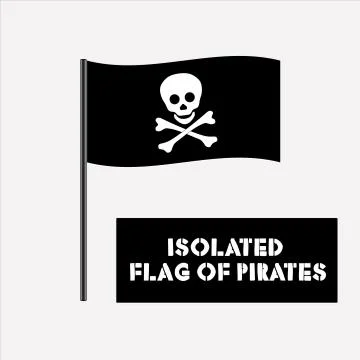 Isolated pirates flag and logo skull and crossbones Stock Illustration