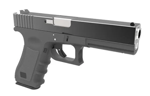 Isolated pistol on white background. 3D render Stock Illustration