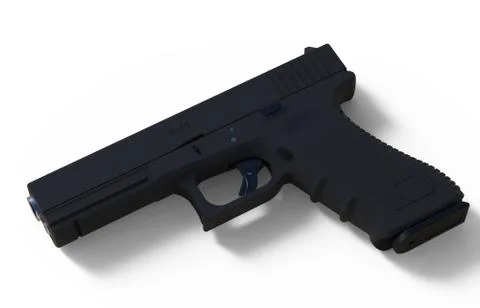 Isolated pistol on white background. 3D render Stock Illustration
