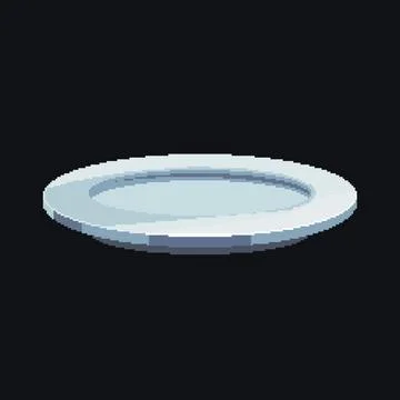 Isolated Pixel Art Plate - Empty Vector Dish on Dark Background Stock Illustration
