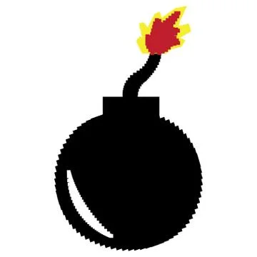 Isolated pixelated bomb. 8-bit theme 스톡 일러스트