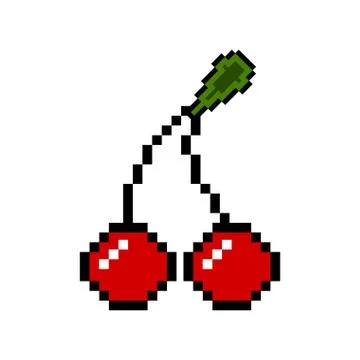 Isolated pixelated cherry icon 스톡 일러스트