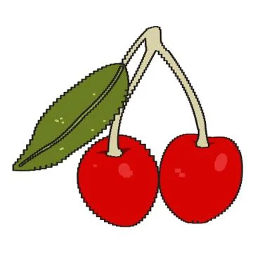 Isolated pixelated cherry 스톡 일러스트