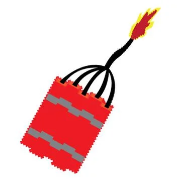 Isolated pixelated dynamite. 8-bit theme 스톡 일러스트