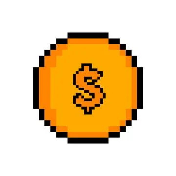 Isolated pixelated golden coin icon 스톡 일러스트