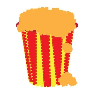 Isolated pixelated pop corn. 8-bit theme Illustrazione stock