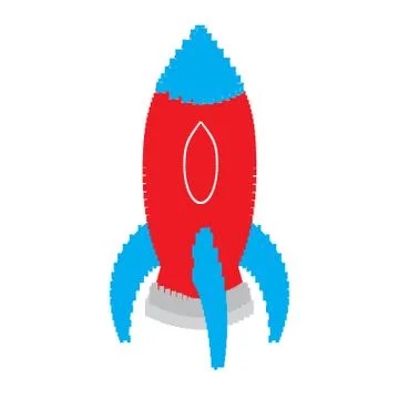 Isolated pixelated rocket toy. 8-bit theme Stock Illustration