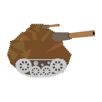 Isolated pixelated tank. 8-bit theme Illustrazione stock