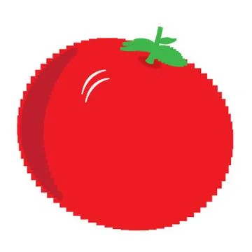 Isolated pixelated tomato. 8-bit theme 스톡 일러스트