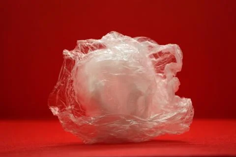Isolated Plastic bag on a red background 스톡 사진