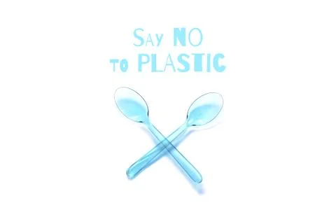 Isolated plastic spoons with text Stock Photos