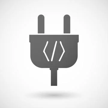 Isolated plug icon with a code sign Stock Illustration