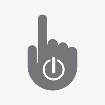 Isolated pointing hand with an off button Illustrazione stock