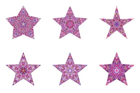 Isolated polygonal abstract triangle mosaic ornament star symbol set イラスト素材