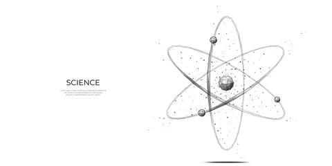 Isolated polygonal science atom symbol on white background. Stock Illustration
