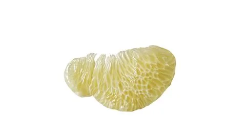 Isolated pomelo pulp slice on white background. Stock Photos