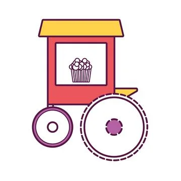 Isolated pop corn mobile tent amusement park icon Vector Stock Illustration