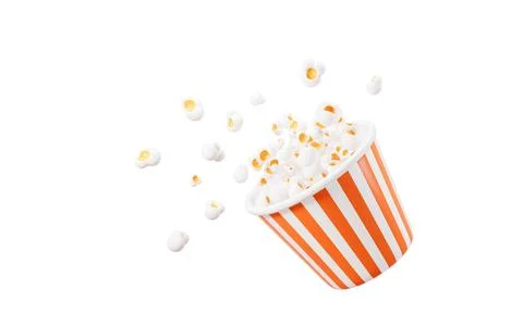Isolated popcorn on a white background, 3d rendering. Stockillustratie