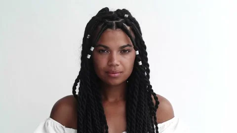 Isolated portrait on white background of a confident young multi-ethnic Stock Footage 201739146