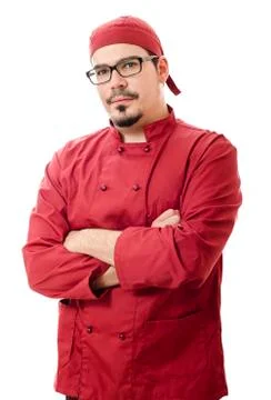 Isolated posing chef Stock Photos