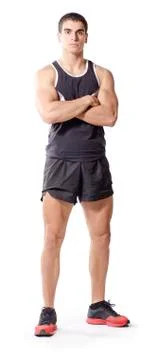 Isolated posing runner on white background Stock Photos