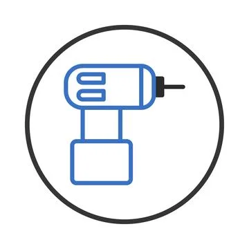 Isolated power drill icon within dark circle illustrating carpentry tools f.. Stock Illustration