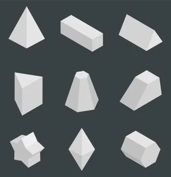 Isolated Prisms, Bright Geometric Figures Set Illustrazione stock
