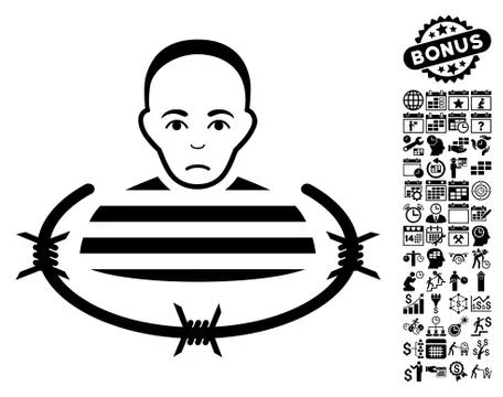 Isolated Prisoner Flat Vector Icon With Bonus Stock Illustration