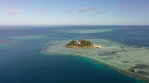 Isolated Private Island Flyover in Fiji Stock Footage