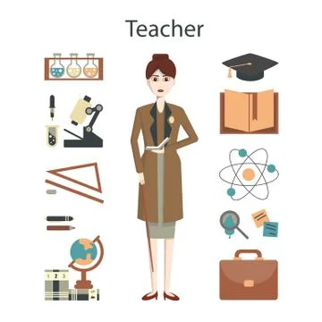 Isolated professional teacher. 스톡 일러스트