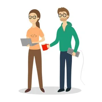 Isolated programmers couple. Stock-Illustration