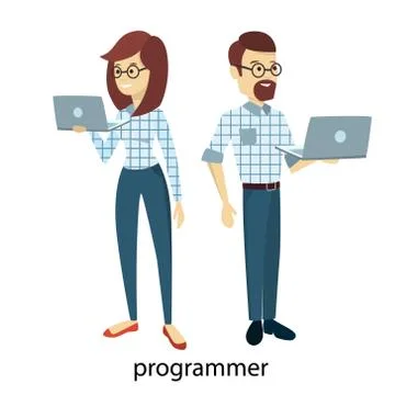 Isolated programmers couple. Stock-Illustration