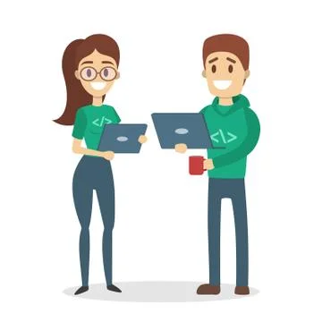 Isolated programmers couple. Stock-Illustration
