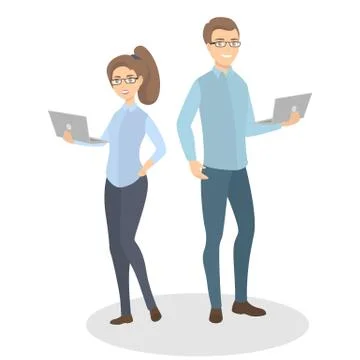 Isolated programmers couple. Stock-Illustration