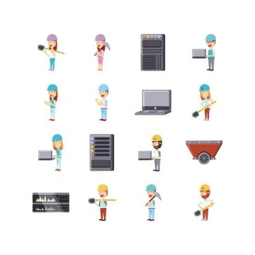 Isolated programming and construction icon set vector design イラスト素材