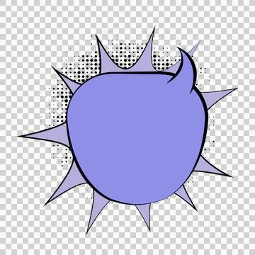 Isolated purple comic book speech bubble with sharp edges and halftone dot .. 库存插图