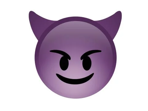 Isolated purple demon devil smiling face icon with Horns Stock Illustration