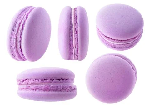 Isolated purple macaroon at different angles Foto stock