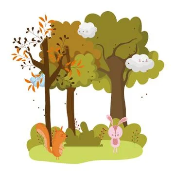 Isolated rabbit and squirrel cartoon vector design Stock Illustration