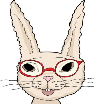 Isolated Rabbit in Red Glasses Stock Illustration