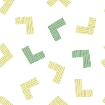Isolated random pattern design in yellow and green corners. White background. Stock Illustration